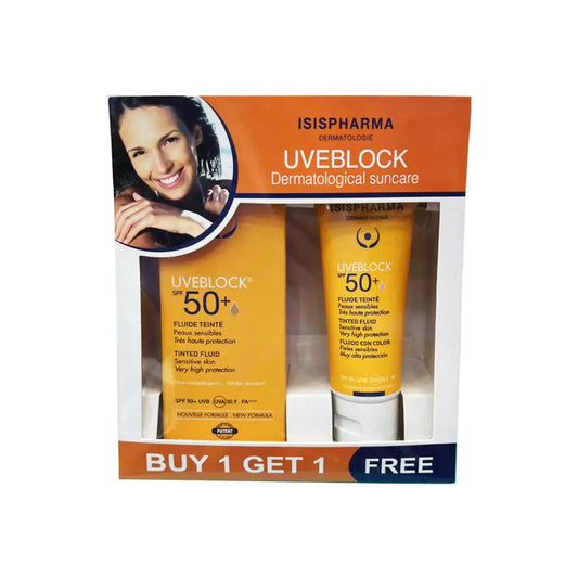 ISIS Pharma UVeblock SPF50+ Tinted Fluid Cream (1+1) Offer-Medium