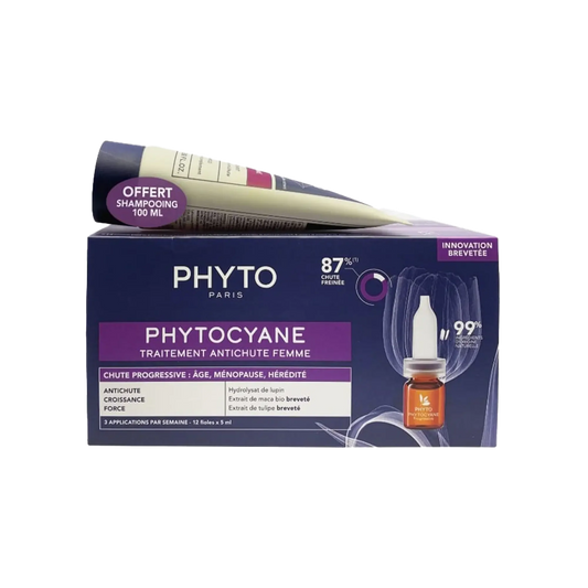 Phyto Phytocyane Progressive Ampoules For Woman + Shampoo 100 ml Free