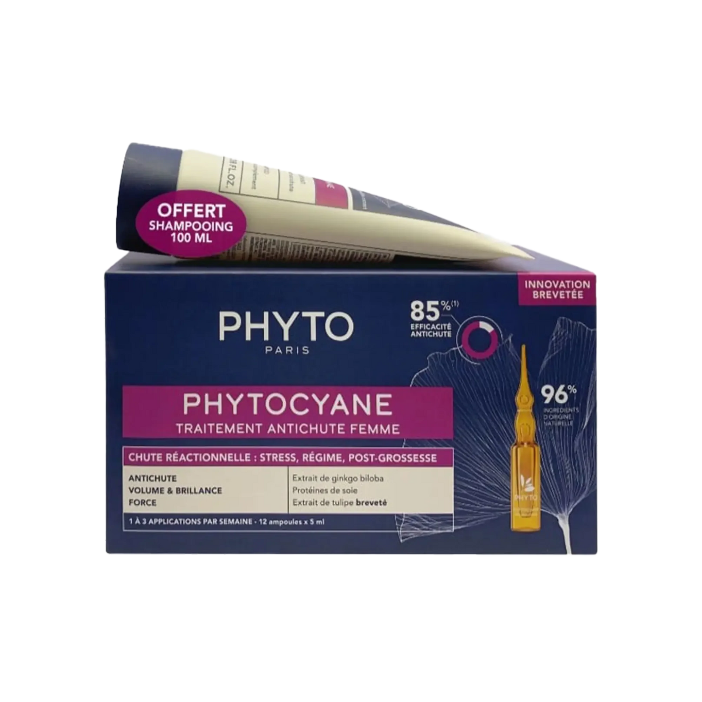 Phyto Phytocyane Reactional Ampoules For Woman + Shampoo 100 ml Free