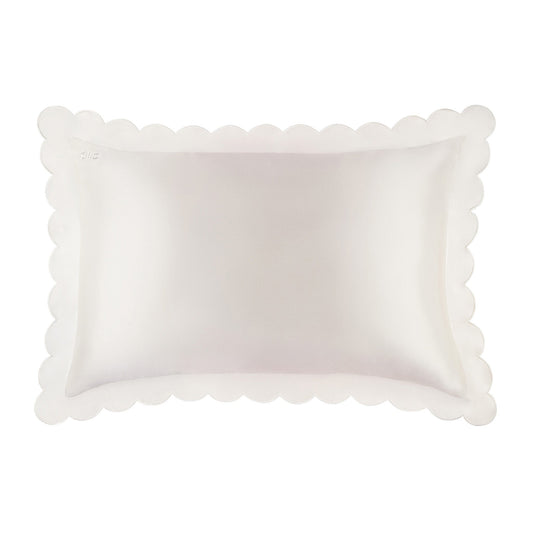 QUEEN PILLOWCASE SCALLOPED EDGED - WHITE