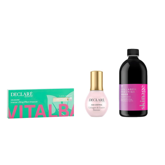 Radiance Skincare package (Skinage Collagen Liquid 10,000 mg + Declare Vital Balance Ampoules + Declare Collagen & Elastin Booster)