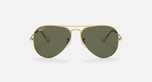 Ray-Ban Aviator Gold & Green Pilot Sunglasses -Size 55