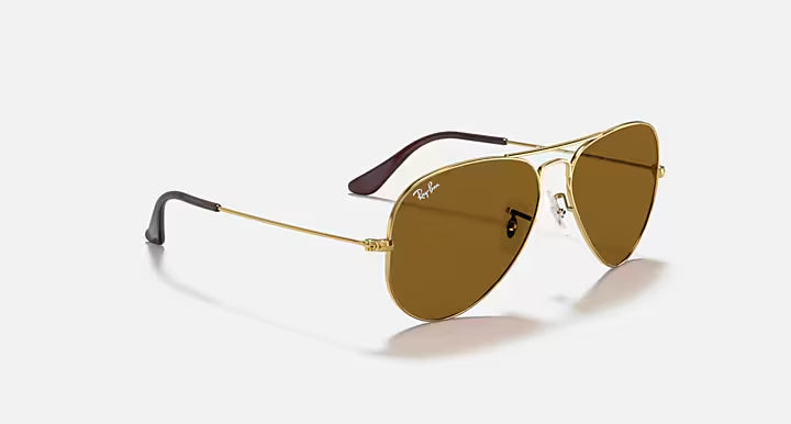 RAY-BAN Aviator Gold & Brown Sunglasses- Size 62