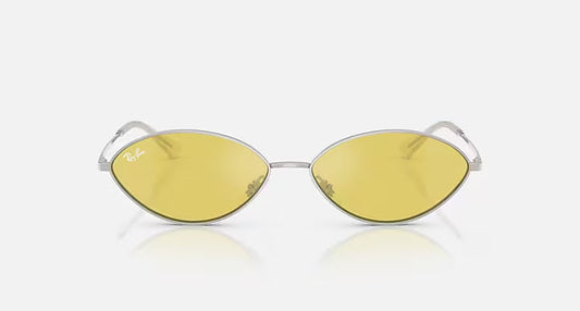 Ray-Ban Oval Silver & Yellow Sunglasses- Size 56