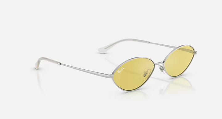 Ray-Ban Oval Silver & Yellow Sunglasses- Size 56