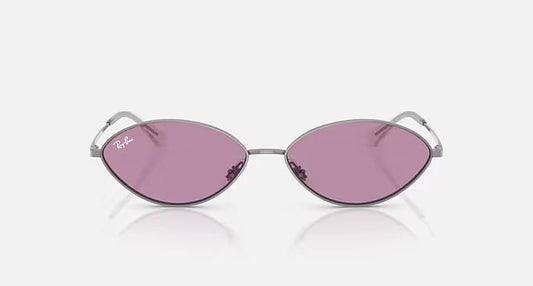 Ray-Ban Oval Gunmetal & Dark Violet Sunglasses -Size 56