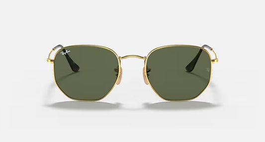 Ray-Ban Hexagonal Gold & Green Sunglasses - Size 54