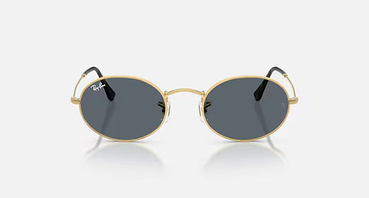 RAY-BAN OVAL FLAT LENSES Arista Gold & Blue Oval Sunglasses For Unisex M