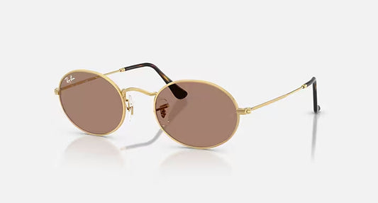RAY-BAN OVAL METAL SUMMER CAPSULE Arista Gold & Light Violet Oval Sunglasses For Unisex M