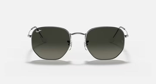 RAY-BAN HEXAGONAL FLAT LENSES Gunmetal & Grey Gradient Irregular Sunglasses For Unisex XL