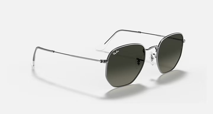 RAY-BAN HEXAGONAL FLAT LENSES Gunmetal & Grey Gradient Irregular Sunglasses For Unisex XL