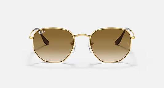 RAY-BAN HEXAGONAL Arista Gold & Light Brown Gradient Sunglasses For Unisex M