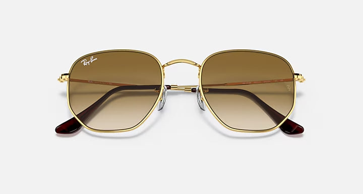 RAY-BAN HEXAGONAL Arista Gold & Light Brown Gradient Sunglasses For Unisex M