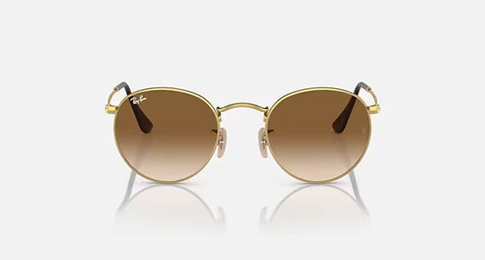 RAY-BAN ROUND METAL Gold & Brown Round Sunglasses For Unisex L