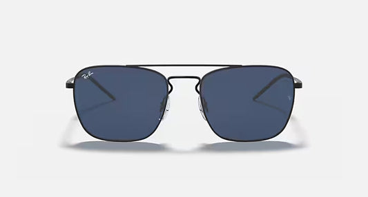 RAY-BAN RB3588 Rubber Black & Dark Blue Square Sunglasses For Men L