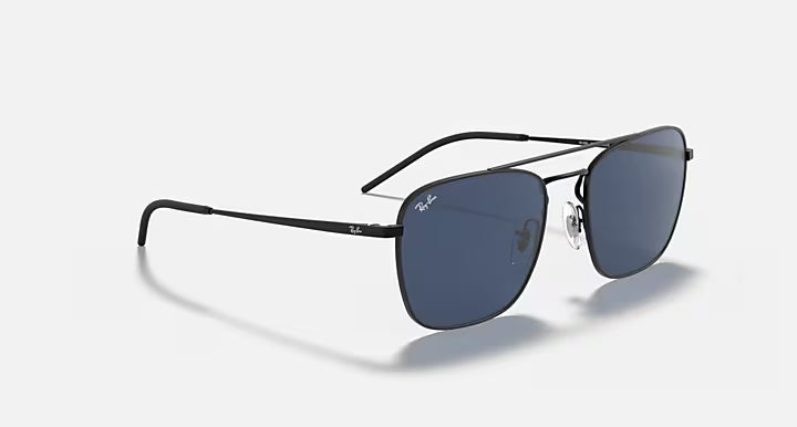 RAY-BAN RB3588 Rubber Black & Dark Blue Square Sunglasses For Men L