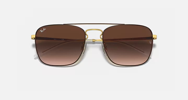RAY-BAN RB3588 Brown On Gold & Brown Gradient Square Sunglasses For Men L