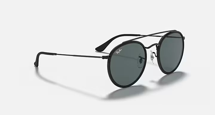 Ray-Ban Round double Bridge Black Sunglasses-Size 51
