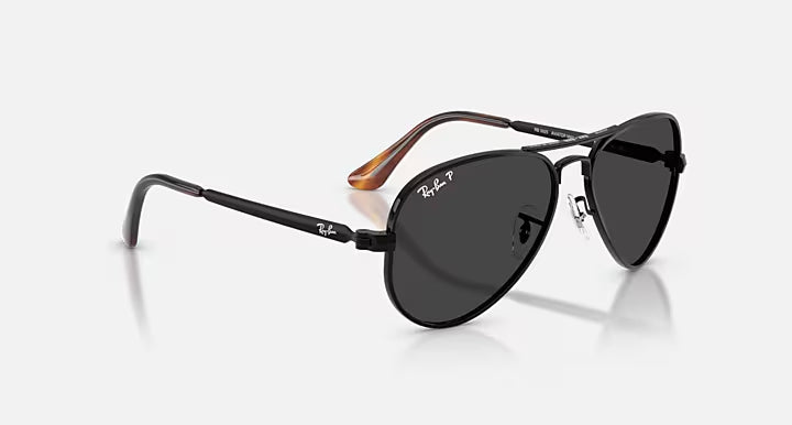 RAY-BAN AVIATOR MAX Black & Black Polarized Pilot Sunglasses For Unisex XL
