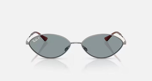 RAY-BAN KAI BIO-BASED Gunmetal & Azure Oval Sunglasses For Unisex L