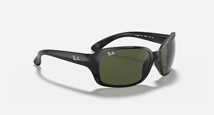 RAY-BAN RB4068 Black & G-15 Green Square Sunglasses For Women M