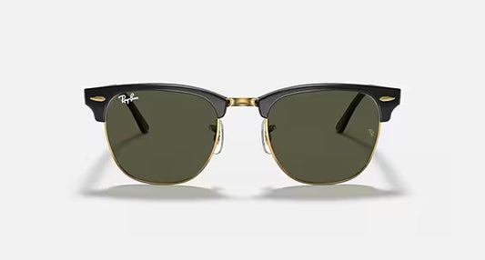 RAY-BAN CLUBMASTER CLASSIC Black On Gold & G-15 Green Square Sunglasses For Unisex XL