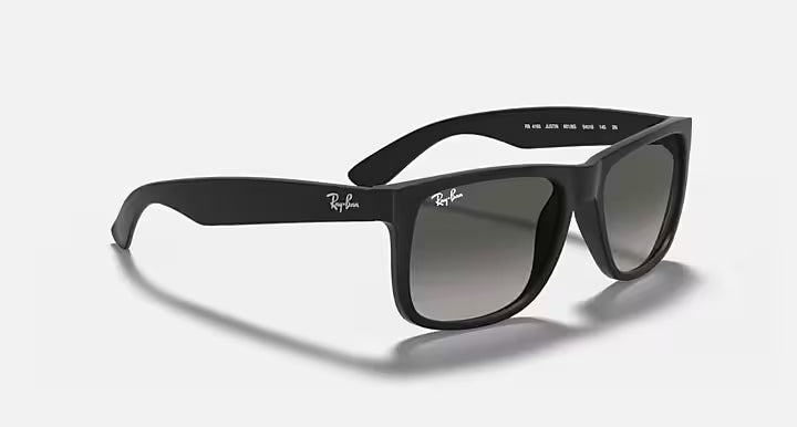 RAY-BAN JUSTIN CLASSIC Rubber Black & Dark Grey Square Sunglasses For Men XS
