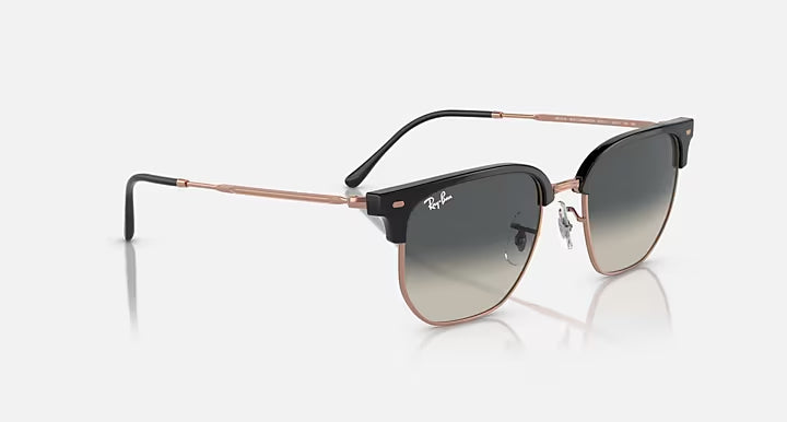 RAY-BAN NEW CLUBMASTER Dark Grey On Rose Gold & Grey Irregular Sunglasses For Unisex XL