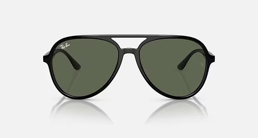 RAY-BAN RB4376 Black & Dark Green Pilot Sunglasses For Unisex L