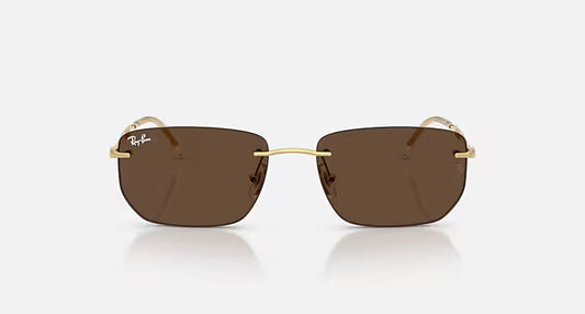 RAY-BAN RB3768 Arista Gold & Dark Brown Irregular Sunglasses For Unisex M
