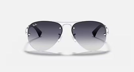 RAY-BAN RB3449 Silver & Grey Gradient Pilot Sunglasses For Men L