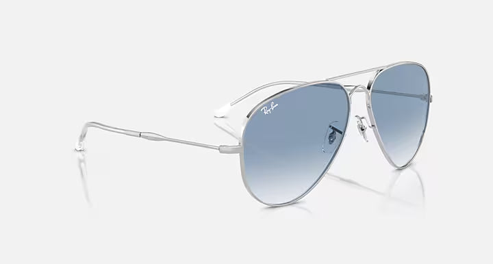 RAY-BAN OLD AVIATOR Silver & Clear & Blue Pilot Sunglasses For Unisex XXL