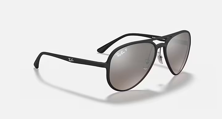 RAY-BAN RB4320CH CHROMANCE Black & Silver Pilot Sunglasses For Unisex L