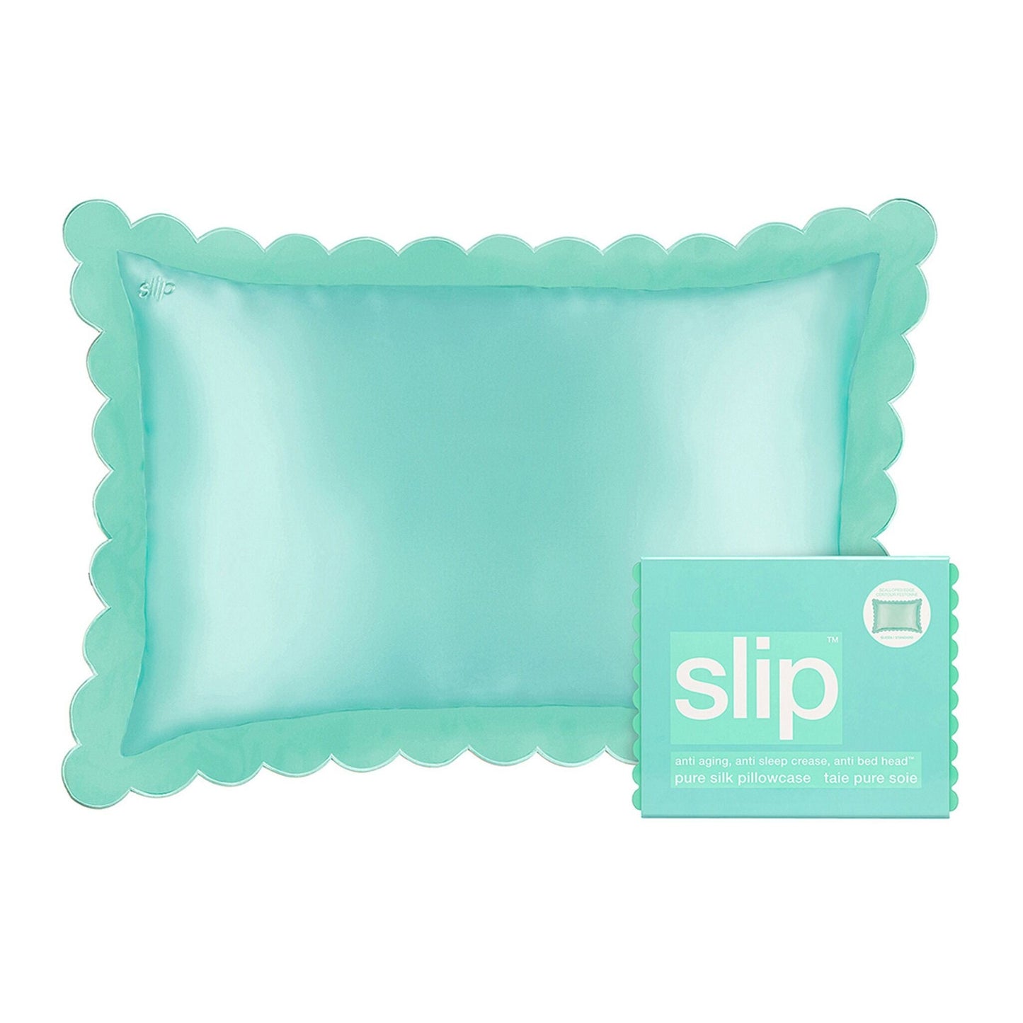 QUEEN PILLOWCASE SCALLLOPED EDGED - TURQUOISE
