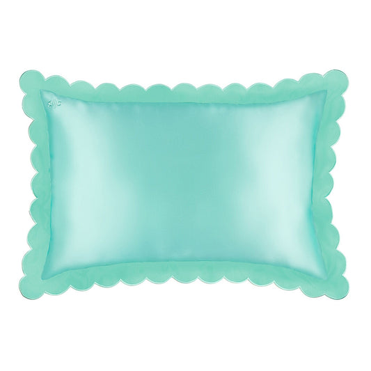 QUEEN PILLOWCASE SCALLLOPED EDGED - TURQUOISE