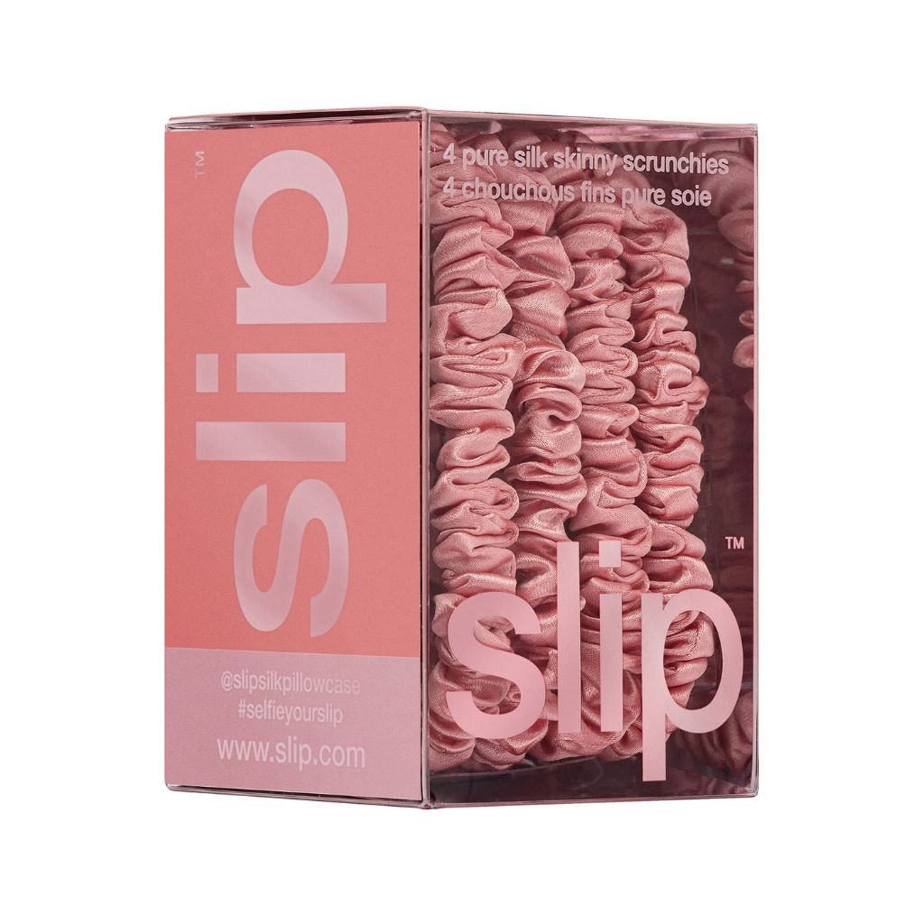 PURE SILK SKINNY SCRUNCHIES - SET OF 4