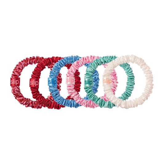 SKINNY SCRUNCHIES - SET OF 6 WITH POUCH HIGH TIDE