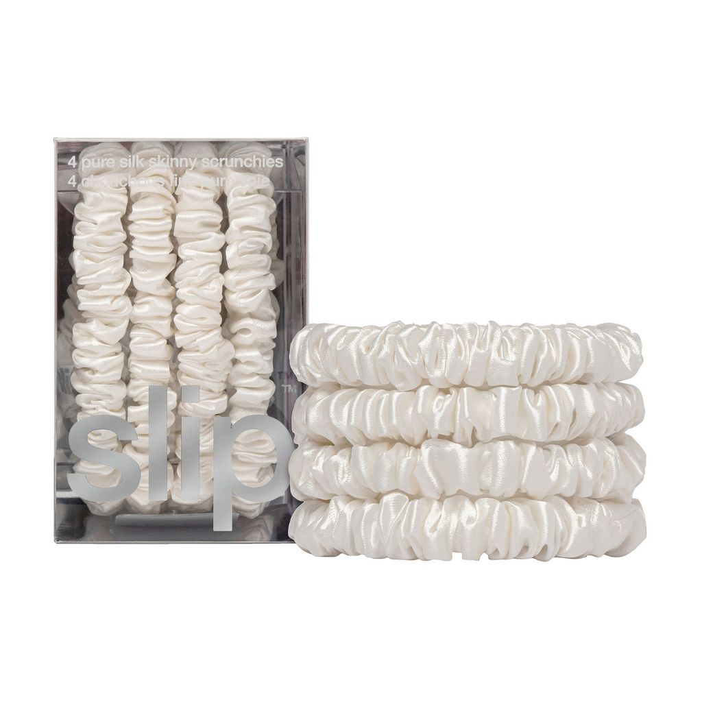 PURE SILK SKINNY SCRUNCHIES - SET OF 4