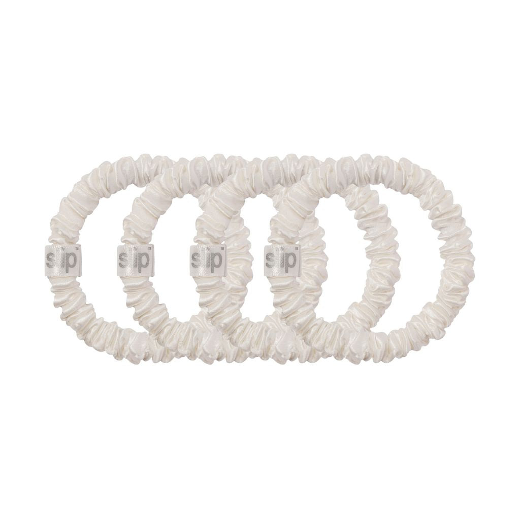 PURE SILK SKINNY SCRUNCHIES - SET OF 4