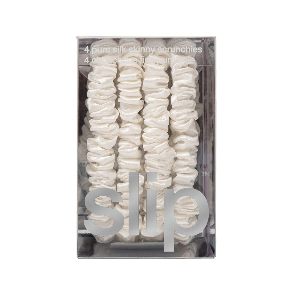 PURE SILK SKINNY SCRUNCHIES - SET OF 4