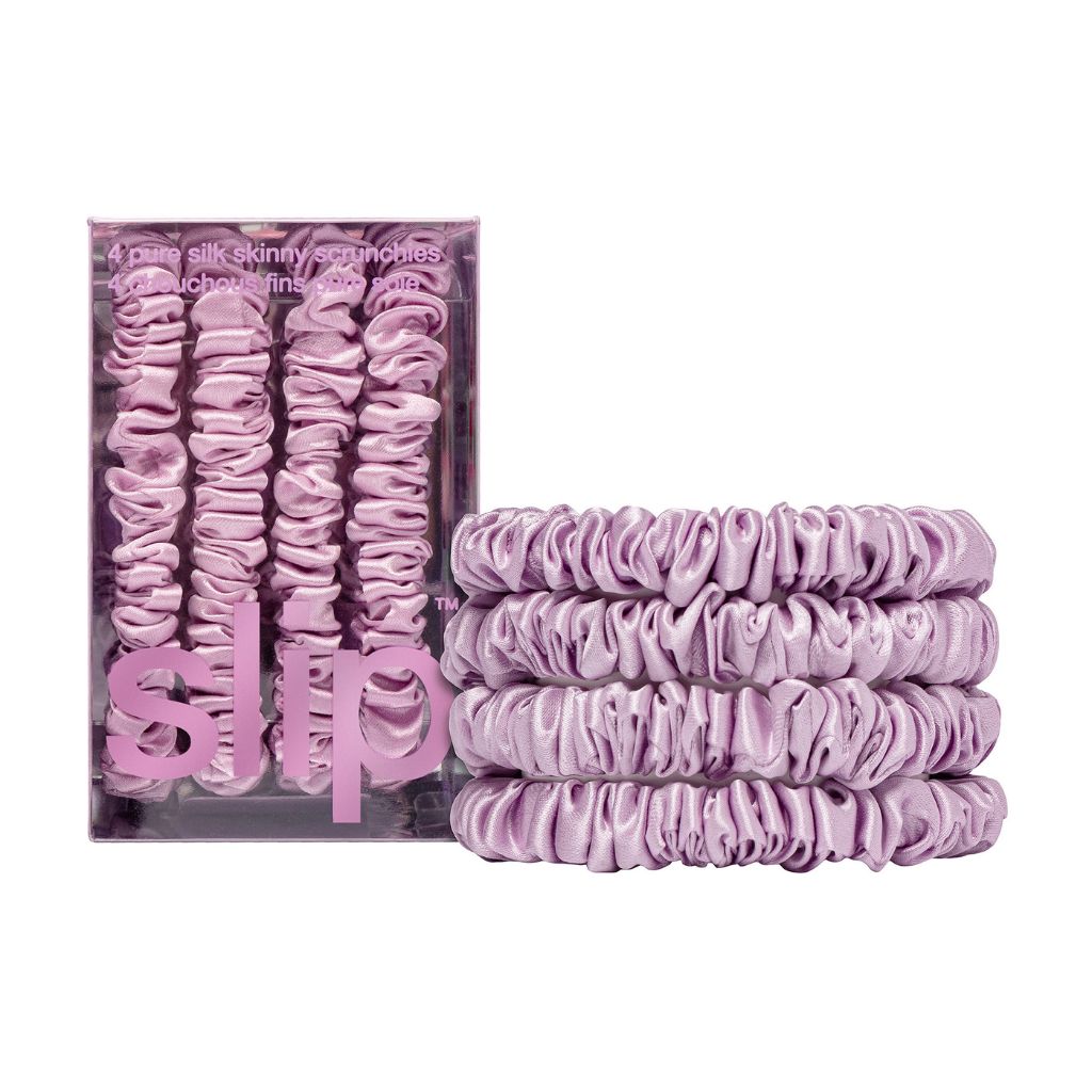PURE SILK SKINNY SCRUNCHIES - SET OF 4