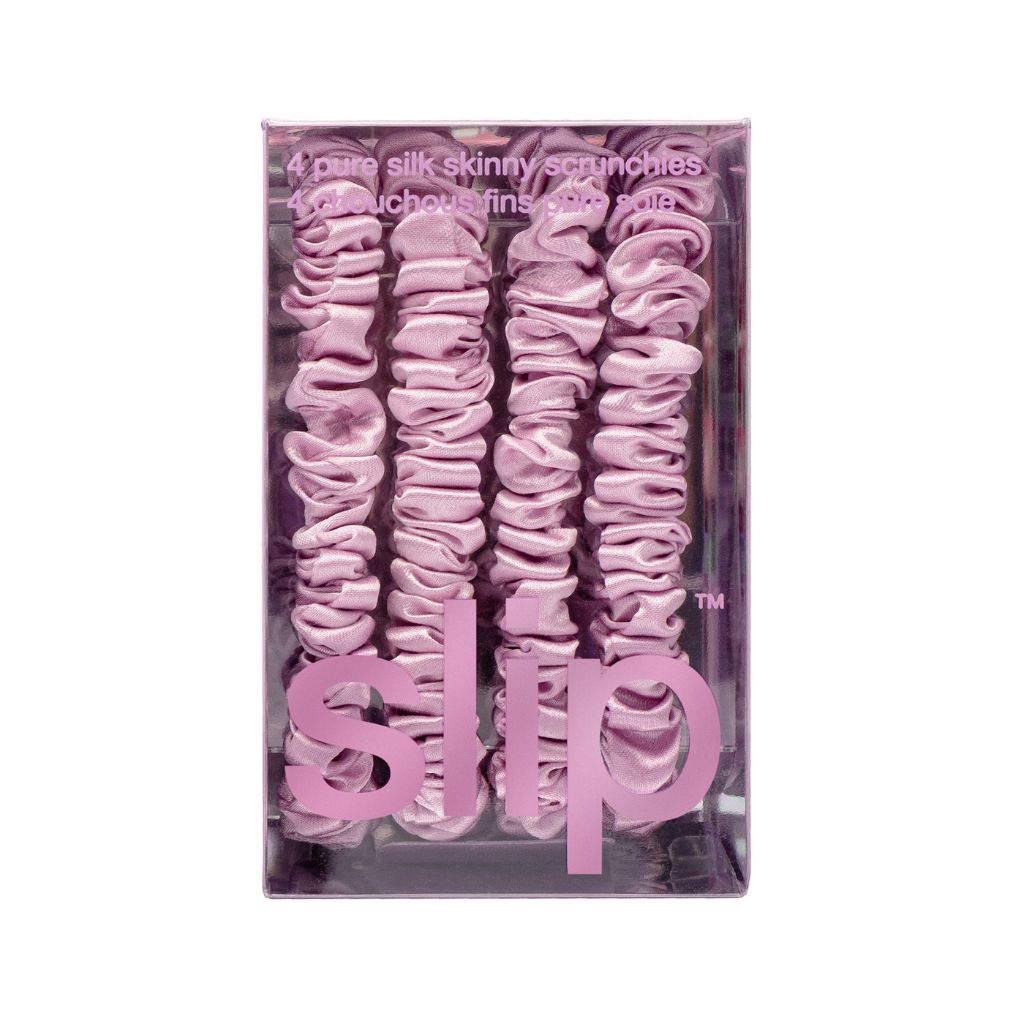 PURE SILK SKINNY SCRUNCHIES - SET OF 4