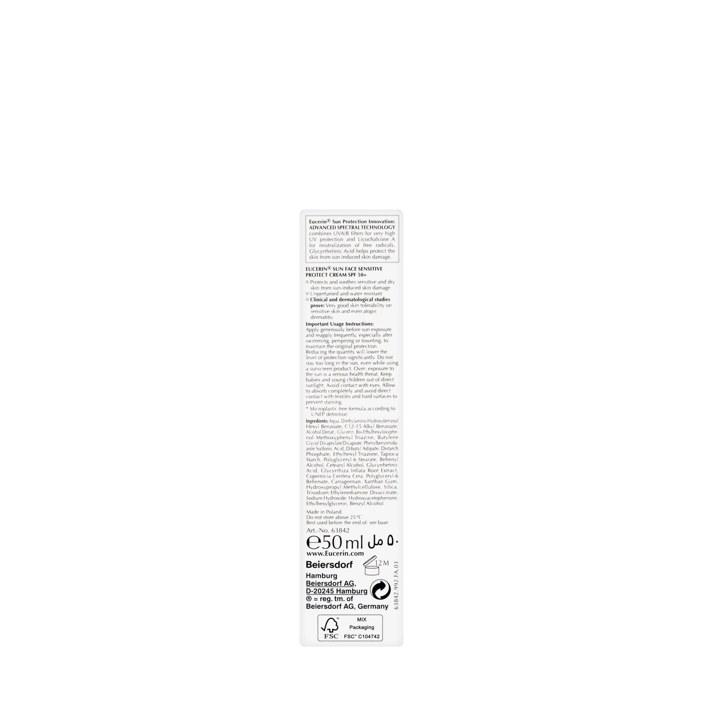 Eucerin Sun Protection Sensitive Protect SPF 50+ Sun Cream 50 Ml