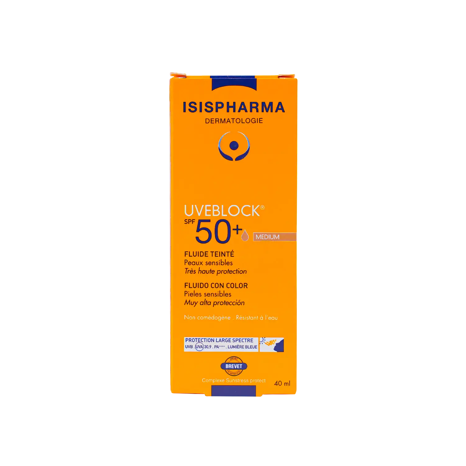 ISIS Pharma UVEBLOCK SPF50+ سائل واقي شمس ملون 40 مل (متوسط)