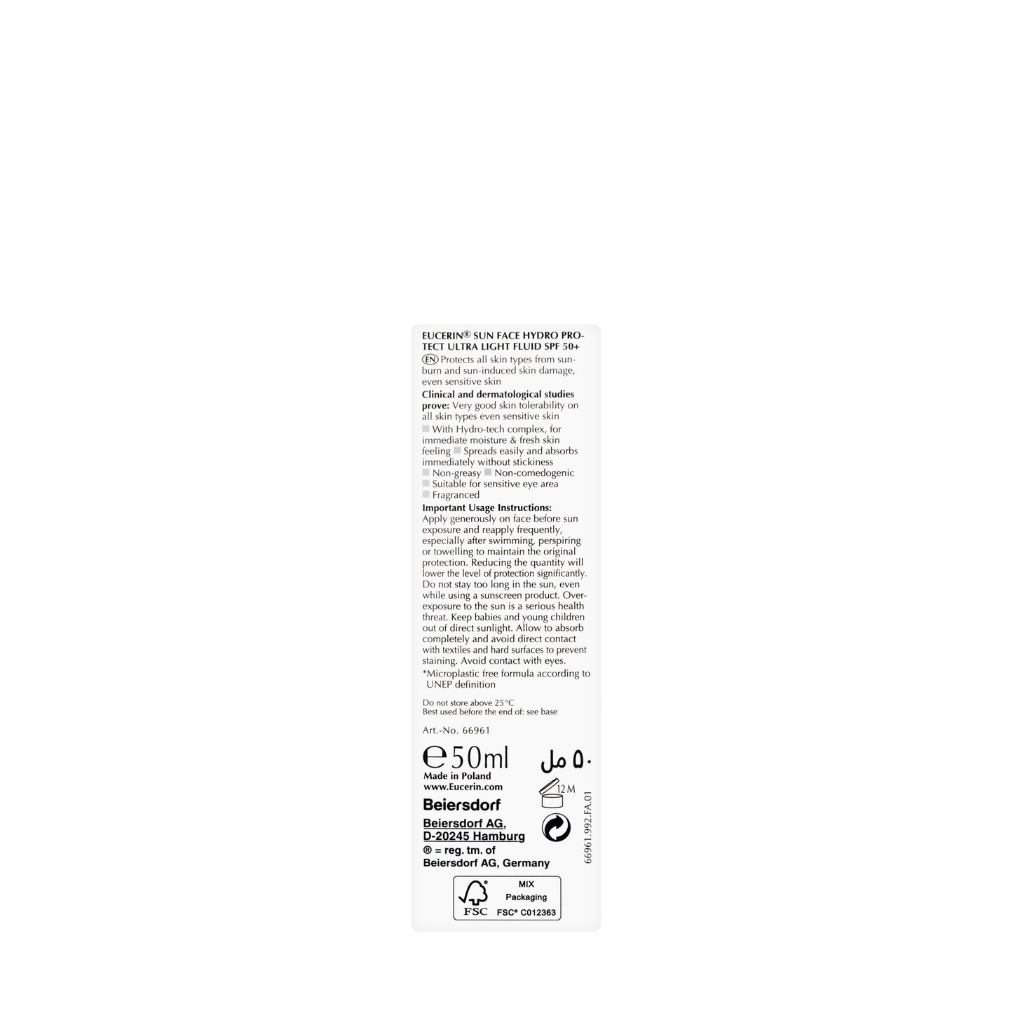 Eucerin Sun SPF 50+ Hydro Protect Ultra-Light Fluid 50 Ml