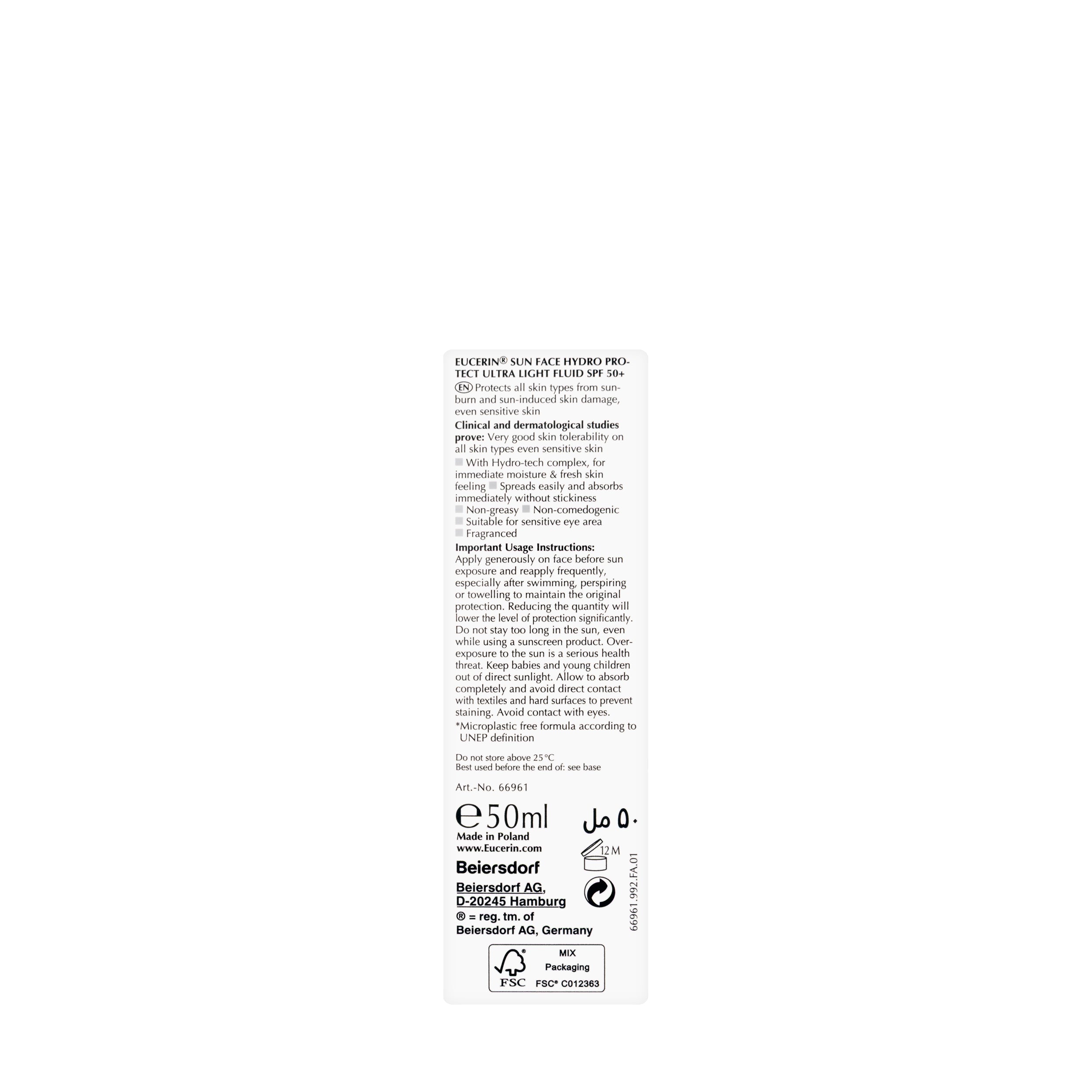 Eucerin Sun SPF 50+ Hydro Protect Ultra-Light Fluid 50 Ml