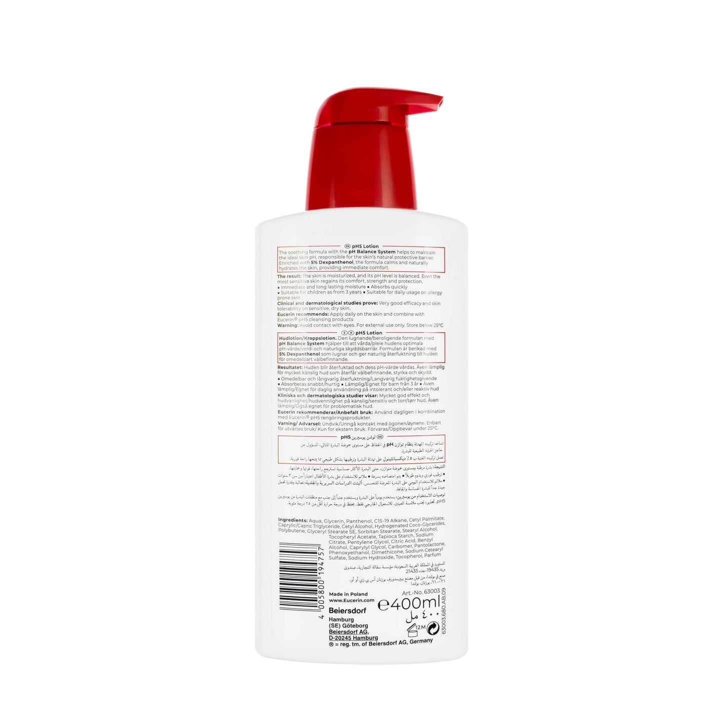 Eucerin pH5 Lotion for Dry Sensitive Skin with 5% Dexpanthenol 400 Ml
