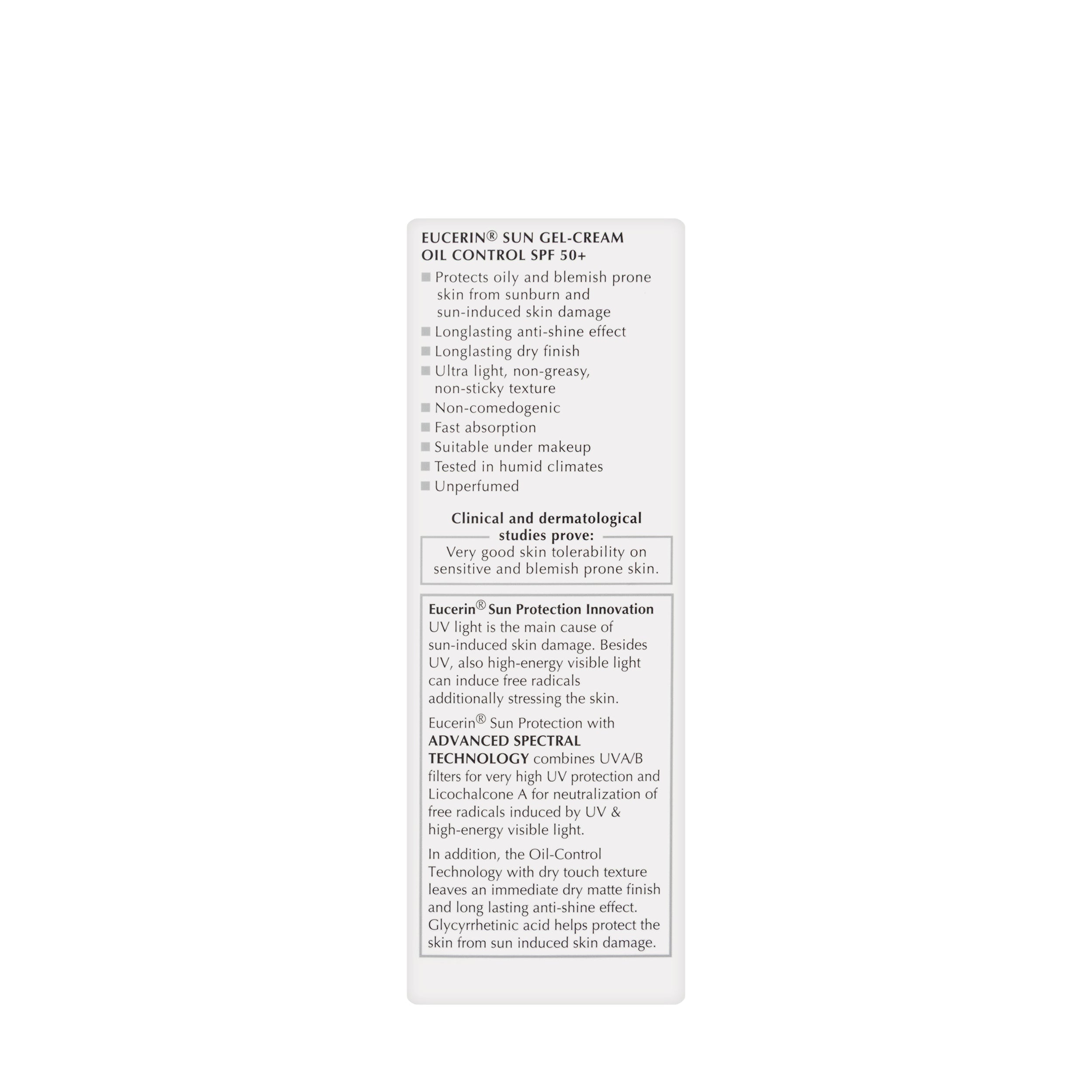 Eucerin جل كريم واقي الشمس للتحكم بالزيوت بملمس جاف SPF 50+ بحجم 50 مل عدد 2 قطعة [اشترِ 1 واحصل على عرض 50%]