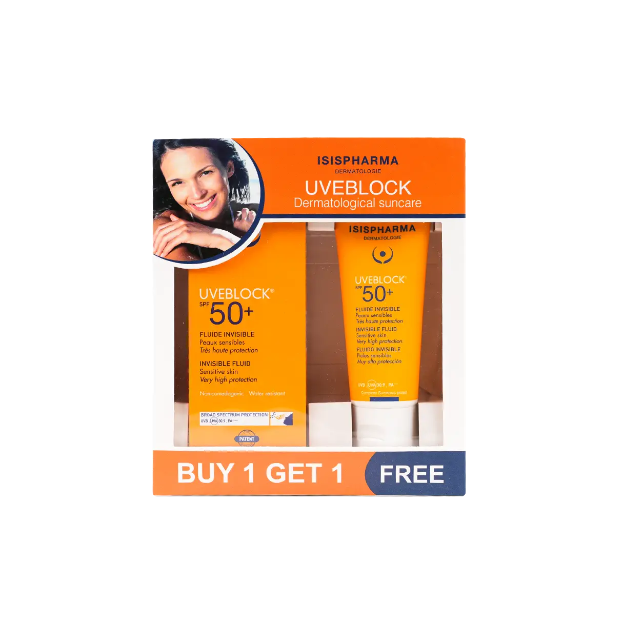 ISIS Pharma UVeblock SPF50+ Fluid Invisible Cream 40ml 1+1 Offer