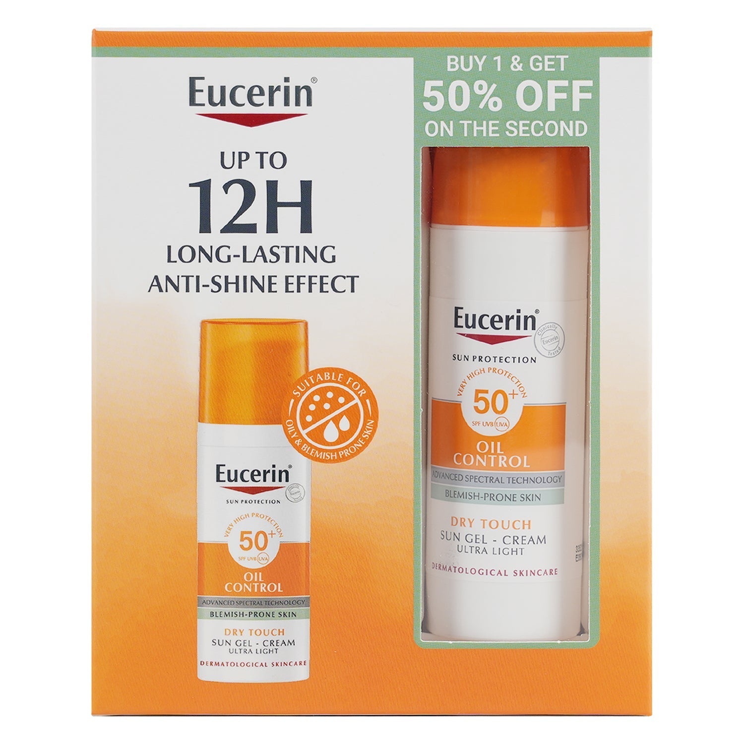 مجموعة عرض جل-كريم الحماية من الشمس أُوسرين للتحكم بالزيوت بعامل حماية SPF50+ بحجم 50 مل